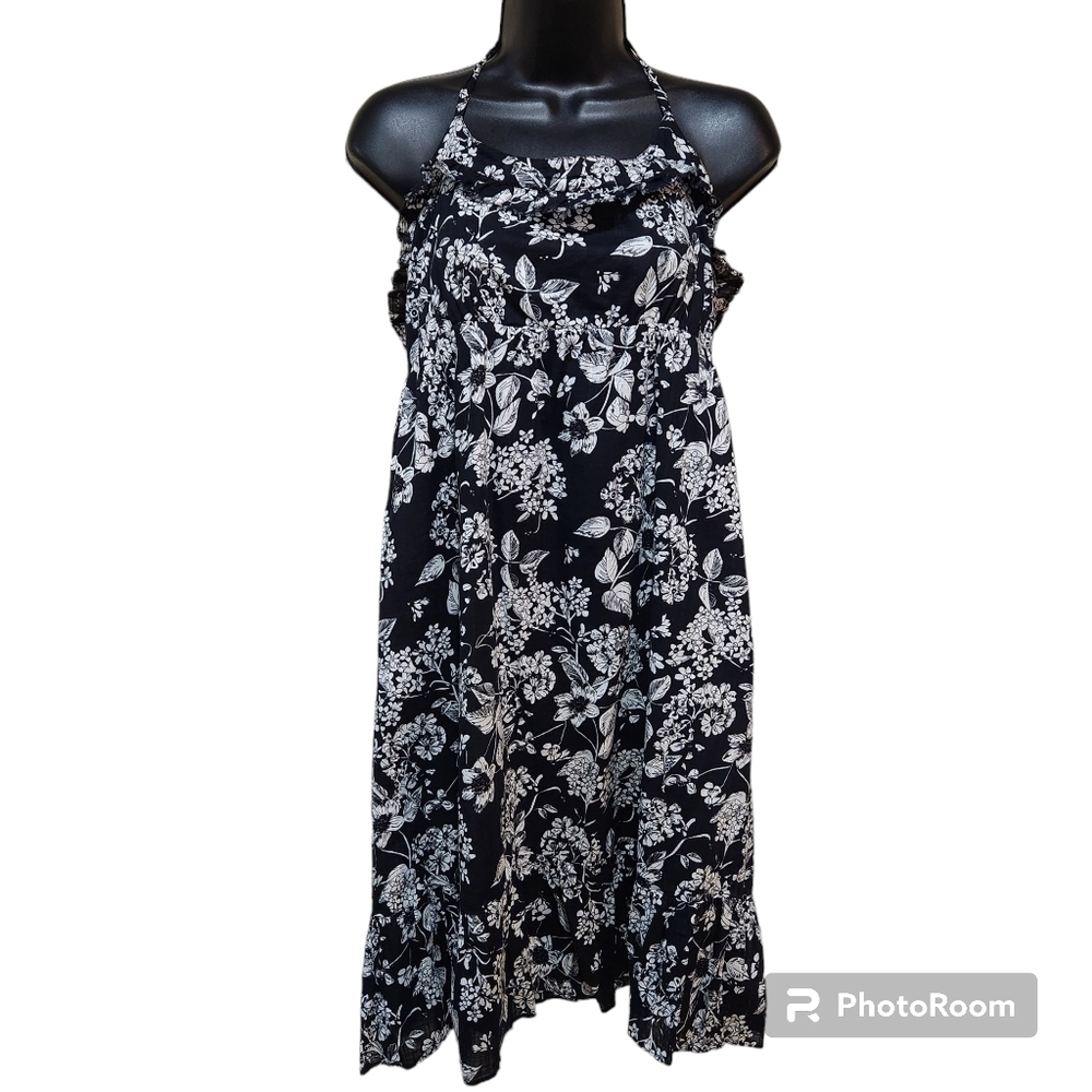 Old Navy Halter Midi Flora Dress With Pockets- Size Large